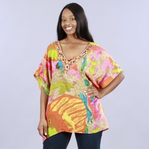Madison Paige Pink and orange Plus Size Tunic size 1x- 3x