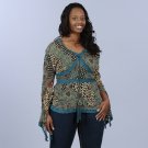 Kaelyn Max Plus Size 2-Piece Patterned Tunic in Teal and Brown