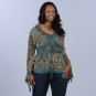 Kaelyn Max Plus Size 2-Piece Patterned Tunic in Teal and Brown