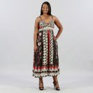 Meetu Magic Colorful Mixed Print Plus Size Maxi in Red
