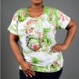 Rochelle Plus Size Top With Unique Sage and Rose Print
