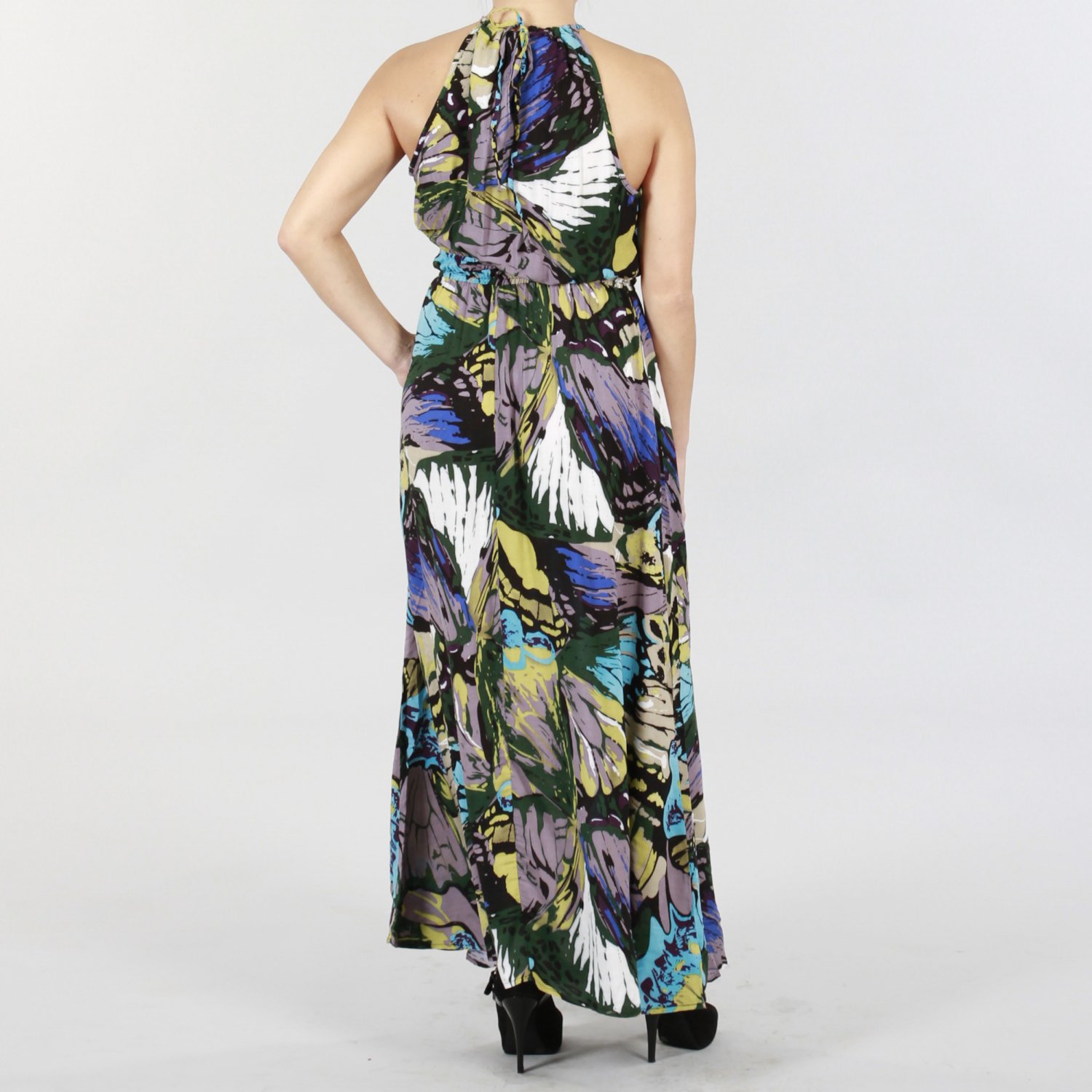 Mlle Gabrielle Printed Maxi Dress with Halter Styling
