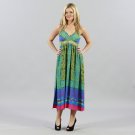 Meetu Magic Colorful Empire Waist Maxi in Blue and Green