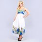 Meetu Magic Maxi Rayon Challis Dress with Silver Embellishment in Royal, Green & Yellow