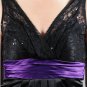 Wishes Junior Little Black Dress with Purple Sash and Lace Overlay Top