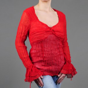 Kaelyn Max Junior Sheer Blouse with Sweetheart Neckline