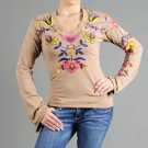 Charlette Russe Missy V-Neck Top with Colorful Embroidery