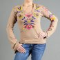 Charlette Russe Missy V-Neck Top with Colorful Embroidery