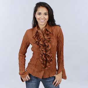 Kaelyn Max Missy Ruffle Blouse With Front Button Closure