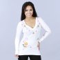 Antoinette C. Missy V-Neck Designer Top with Detailed Embroidery
