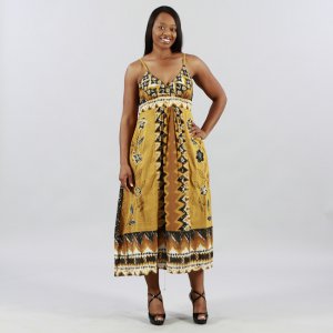 Meetu Magic Colorful Mixed Print Plus Size Maxi in Gold