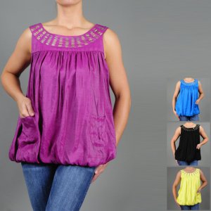 Kaelyn Max Missy Sleeveless Blouse with Embellished Neckline