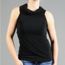 Dots Missy Scrunch Neck Sleeveless Black Top