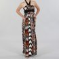 JFW Maxi Dress with Halter Tie Neckline and Aztec Print in Black and Brown