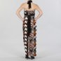 JFW Maxi Dress with Halter Tie Neckline and Aztec Print in Black and Brown