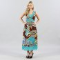 Magic Multi Colorful Empire Waist Maxi in Brown & Turquiose