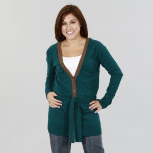 Pink Twill Missy All Occasion Long Sweater with Accent Color Border
