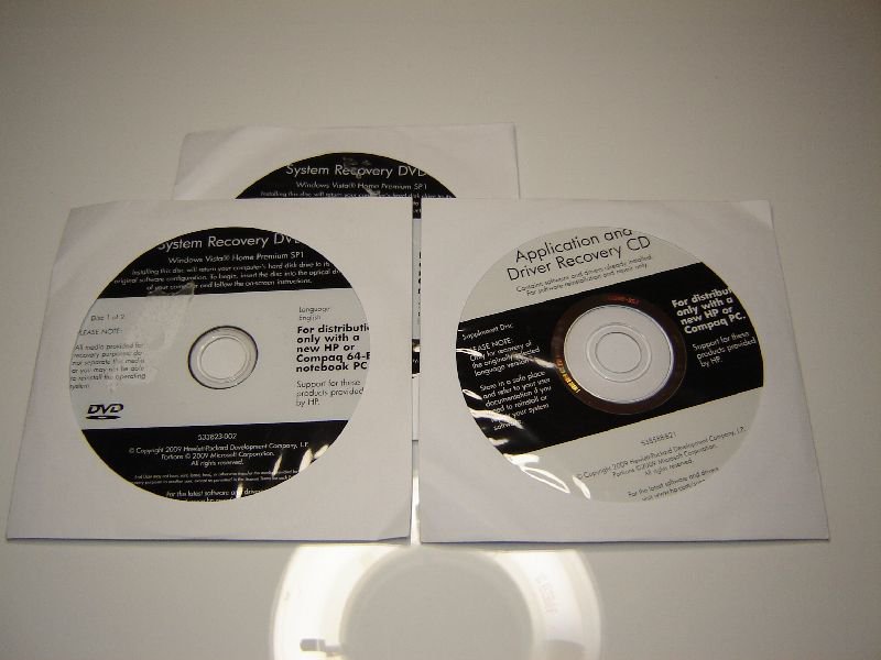 New HP 538587-B21 System Recovery Kit, Application and Driver Recorder CDs