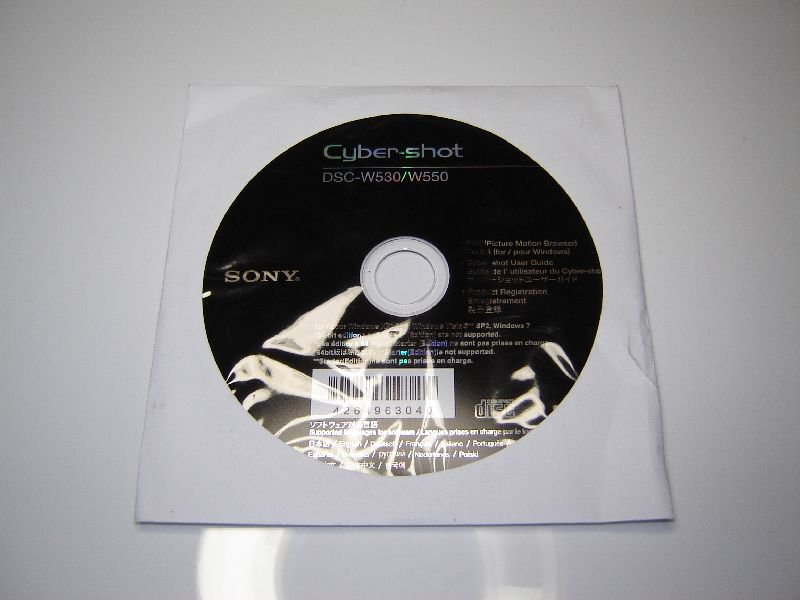 New Sony CyberShot DSC-W530, DSC-W550 DSC-W530/W550 Software CD Disc