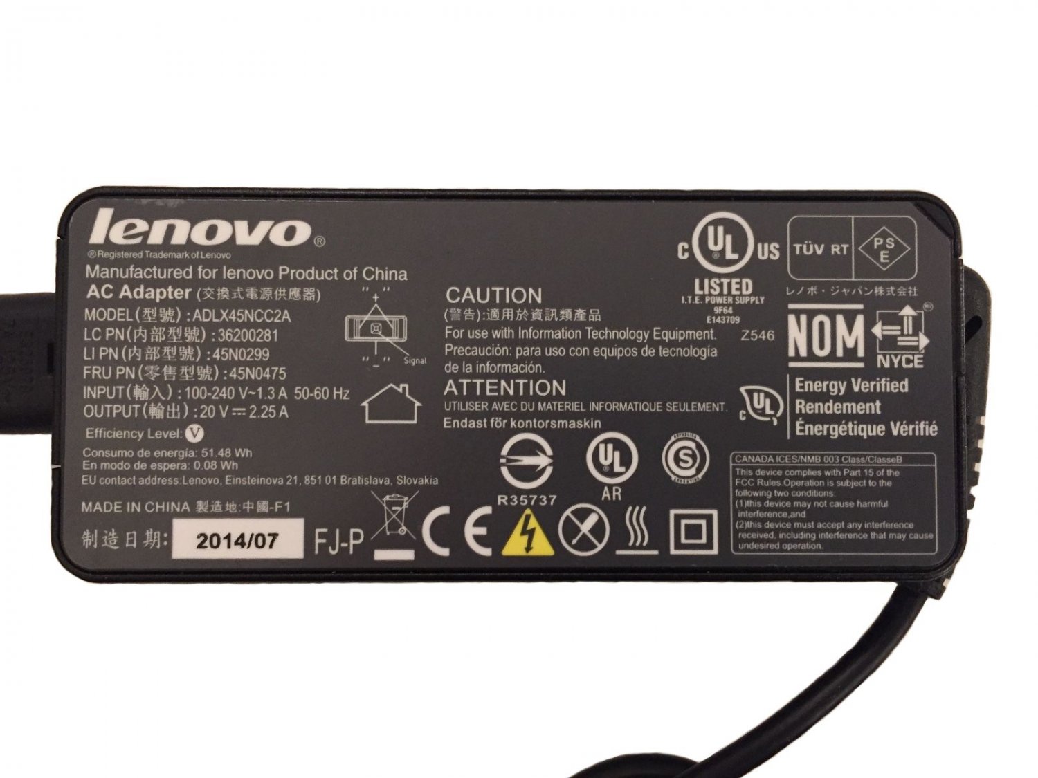Original Lenovo 45W AC Charger Adapter For ThinkPad & 11e Chromebook - 19.5V With Power Cord
