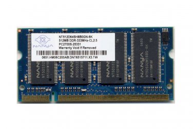Original OEM Nanya 512MB DDR-333 NT512D64SH8B0GN-6K SODIMM PC2700 NON-ECC Ram Memory
