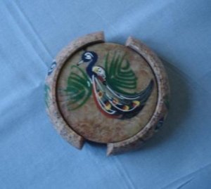 Article Piece T032-FIVE PEACOCK TEA COASTERS (4)