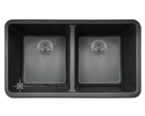 POLgranite P208 Black Double Equal Bowl Sink