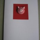 Handmade Polymer Clay Card - PIG