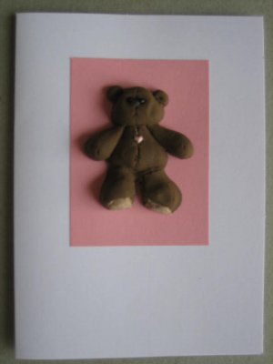 Handmade Polymer Clay Card - TEDDY BEAR