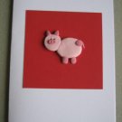 Handmade Polymer Clay Card - PIG
