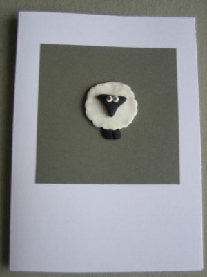Handmade Polymer Clay Card - SHEEP