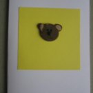 Handmade Polymer Clay Card - TEDDY BEAR