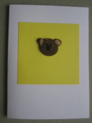 Handmade Polymer Clay Card - TEDDY BEAR