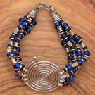 Spiral Blue Bead Bracelet