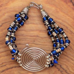 Spiral Blue Bead Bracelet