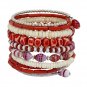 Red and White Bone and Bead Bracelet