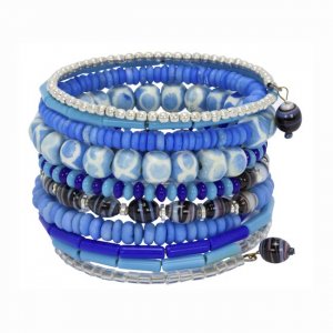 Light Blue Bone and Bead Bracelet