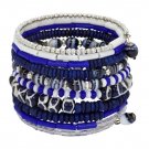 Bright Blue Bone and Bead Bracelet