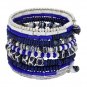 Bright Blue Bone and Bead Bracelet