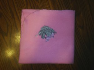 Pink Unicorn Embroidered Baby Blanket
