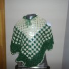 Crochet Green and Gold Short Poncho OSFM