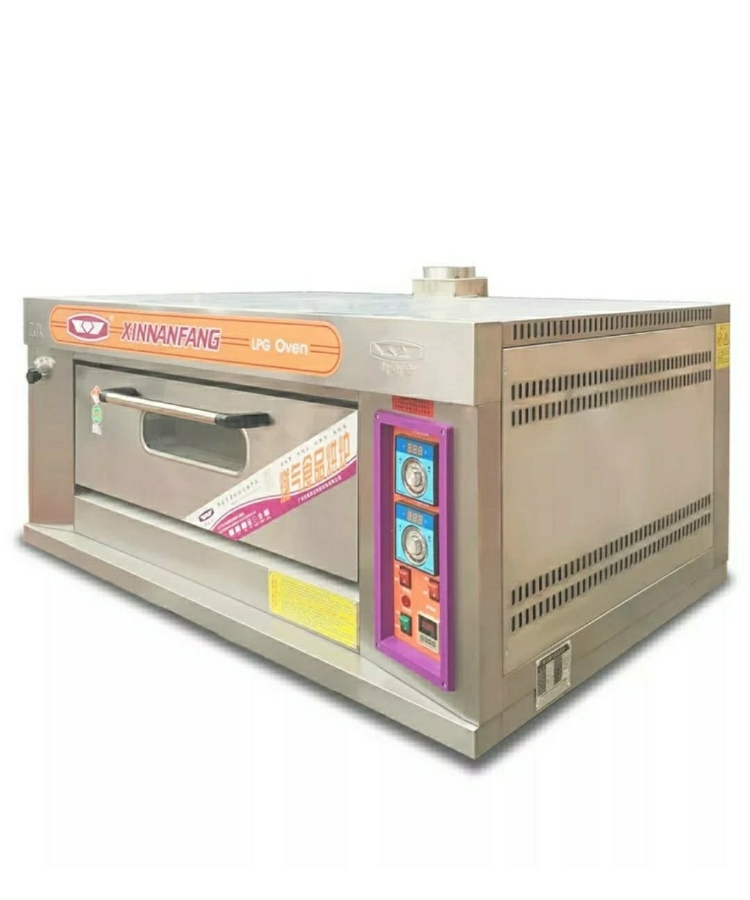 Gas Roasting / Baking Deck Type Oven, 1 Deck 2 Trays, Stainless Steel