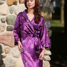 Silk Cotton blend, Women's Long Robe with Shawl Collar- Royal Treasure Size Extra Small (0-4)