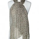 100% Silk, Women's Animal/Leopard Print Scarf Shawl - Brown