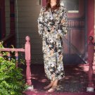 Women's Long Printed Cotton Robe with Kimono Collar-Liao Size Small (6-8)