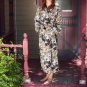 Women's Long Printed Cotton Robe with Kimono Collar-Liao Size Small (6-8)