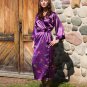 Silk Cotton blend, Women's Long Robe with Shawl Collar- Royal Treasure Size Extra Small (0-4)