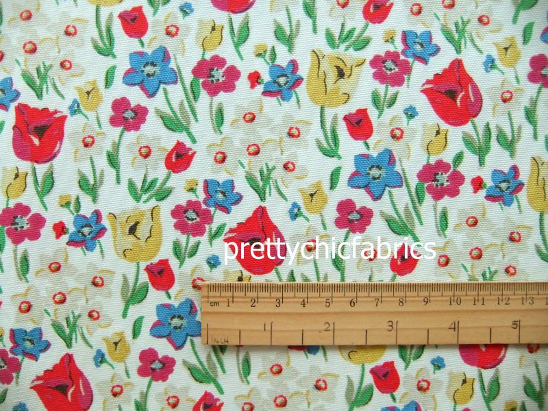 Paradise Fields White 1 M Cath Kidston Cotton Duck Fabric