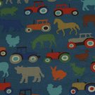 Tractor & Farmyard Blue Cotton Duck 1 M ~ Cath Kidston