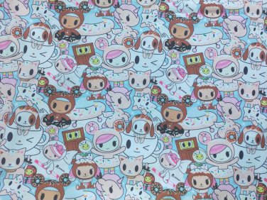 45" Last piece Donut & Tea Light Blue(055) Polyester Canvas Fabric